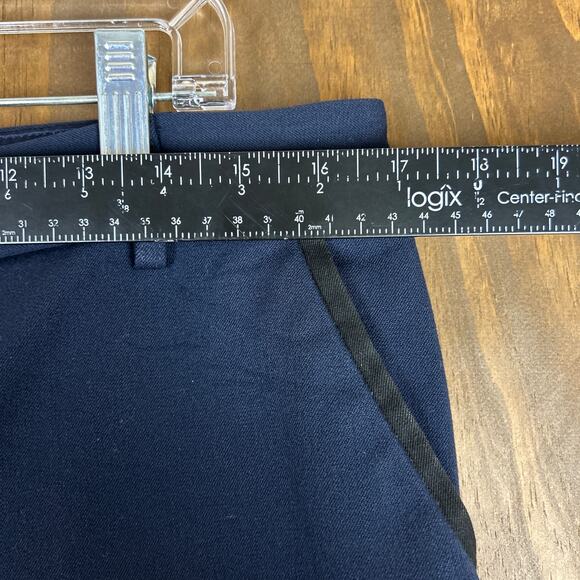 Express Womens Pants Blue Black Columnist Ankle Mid Rise Career Stretch 10 Long - Picture 8 of 13